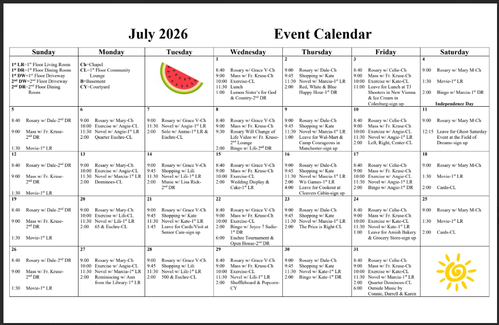 July Calendar